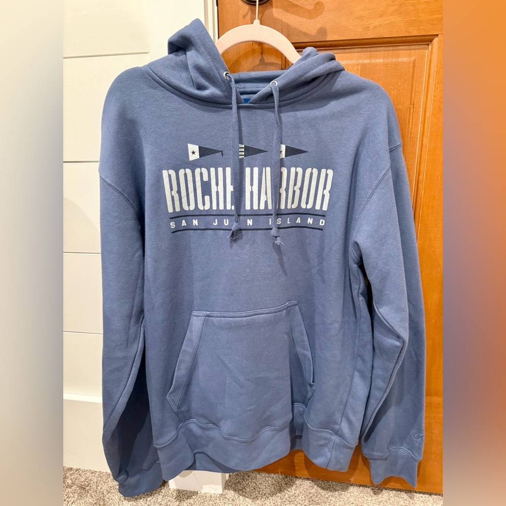 ROCHE HARBOR SWEATSHIRT GENDER NEUTRAL SIZE LARGE BIG COTTON BRAND BLUE COLOR